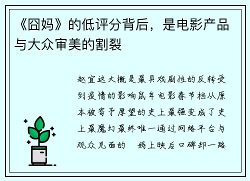 《囧妈》的低评分背后，是电影产品与大众审美的割裂