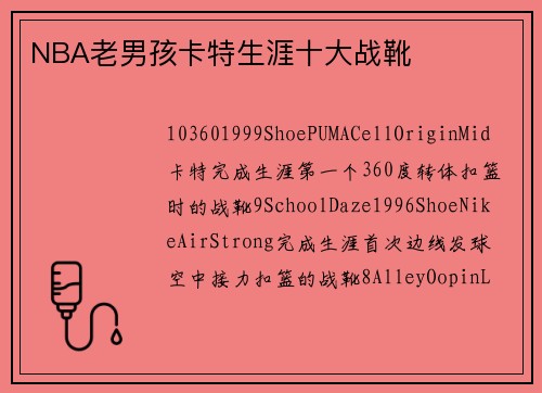 NBA老男孩卡特生涯十大战靴